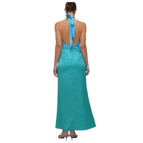 The Wolf Gang Halter Slip Dress Oahu Blue Green Size XS - Picture 10 of 12